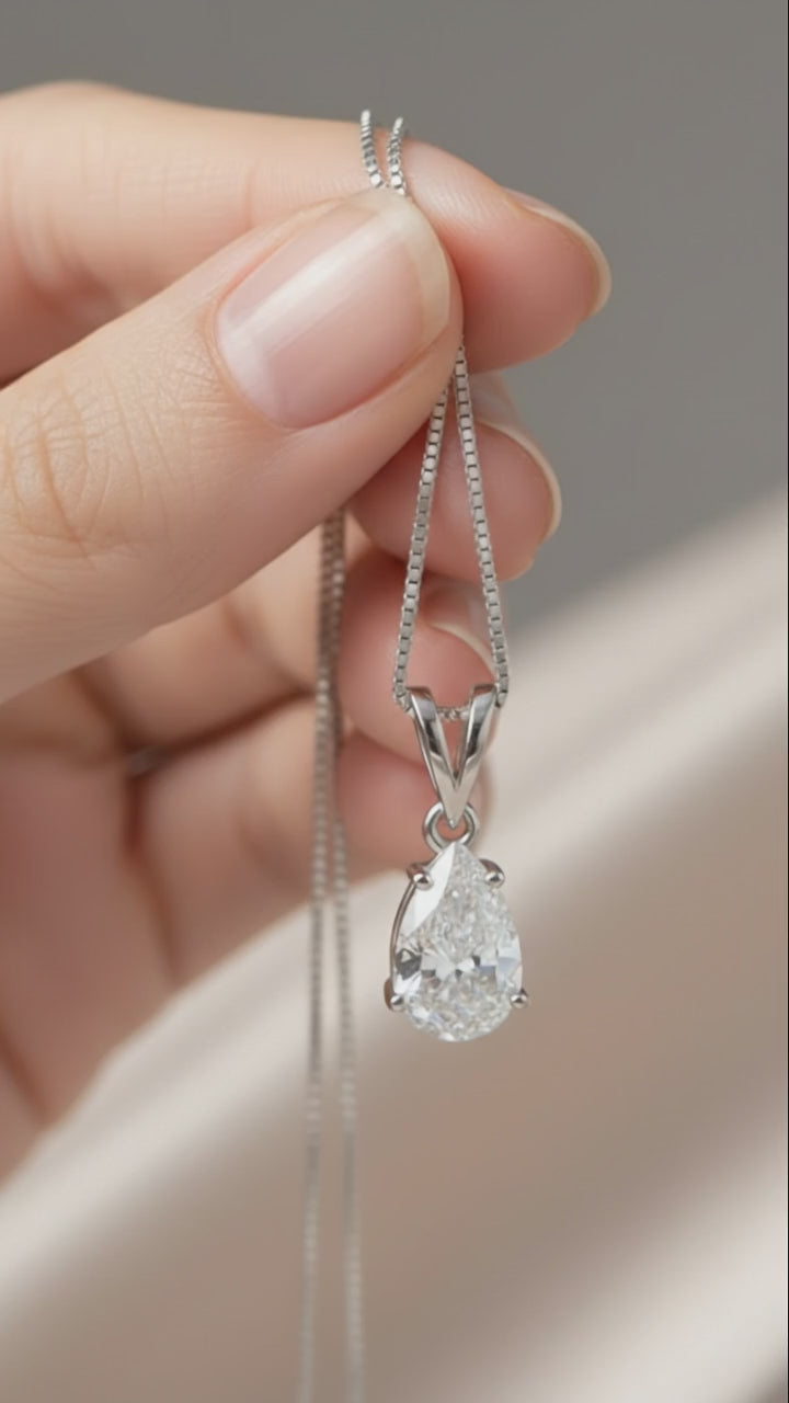 Pear Shaped, Split Bale Pendant Necklace