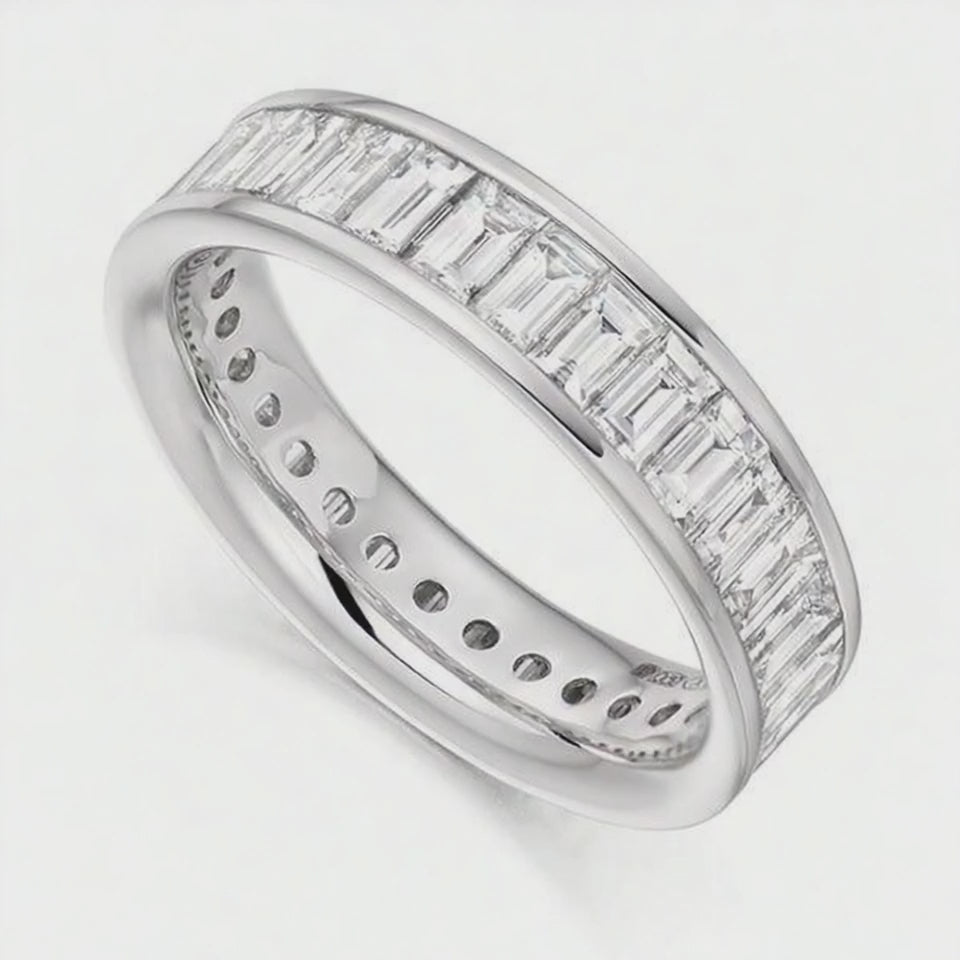 Full Channel Set, Baguette-Cut Diamond Eternity Ring