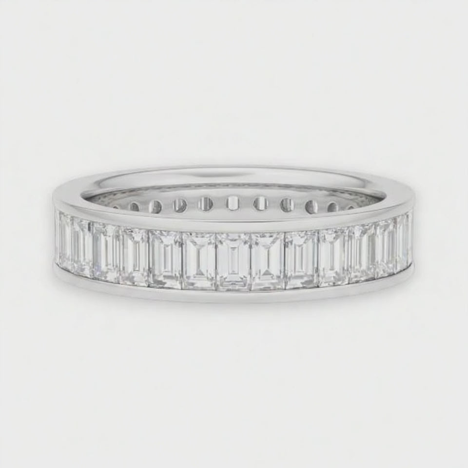 Full Channel Set, Baguette-Cut Diamond Eternity Ring