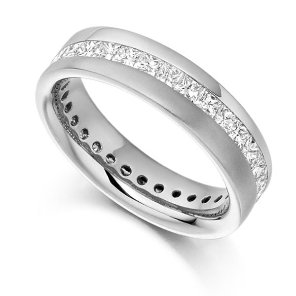 Channel Set Princess Cut Eternity Band