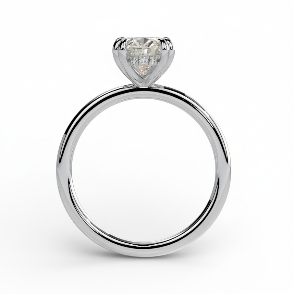 2.24ct Oval Solitaire Engagement Ring, Double Four Claw with Hidden Halo